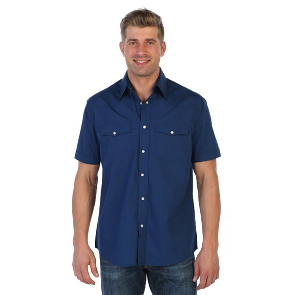Gioberti Mens Casual Western Solid Short Sleeve Shirt with Pearl Snaps