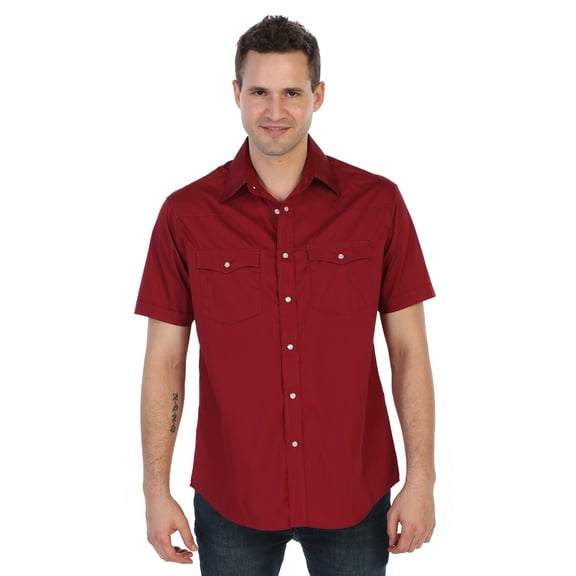Gioberti Mens Casual Western Solid Short Sleeve Shirt with Pearl Snaps