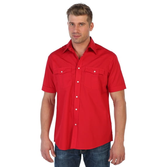 Gioberti Mens Casual Western Solid Short Sleeve Shirt with Pearl Snaps