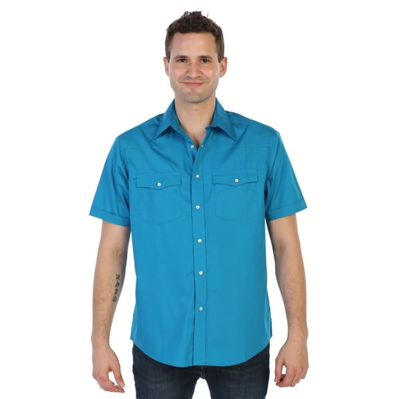 Gioberti Mens Casual Western Solid Short Sleeve Shirt with Pearl Snaps