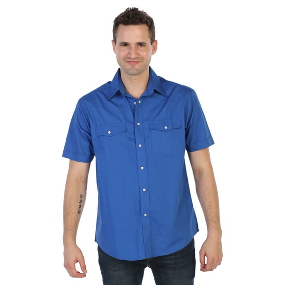 Gioberti Mens Casual Western Solid Short Sleeve Shirt with Pearl Snaps