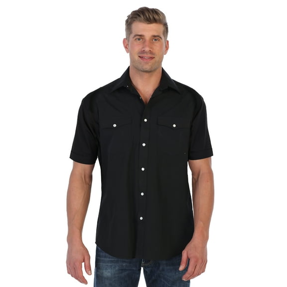 Gioberti Mens Casual Western Solid Short Sleeve Shirt with Pearl Snaps