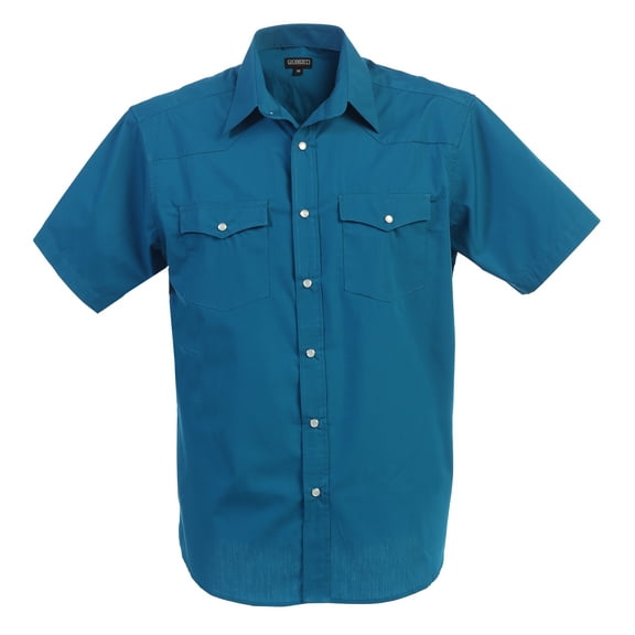 Gioberti Mens Casual Western Solid Short Sleeve Shirt with Pearl Snaps