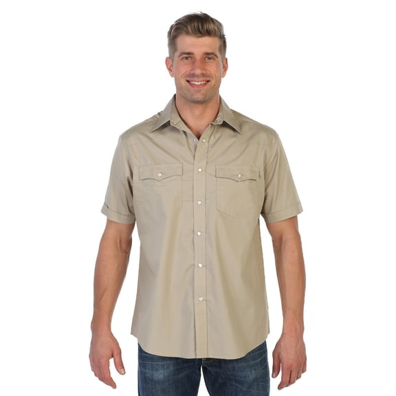 Gioberti Mens Casual Western Solid Short Sleeve Shirt with Pearl Snaps