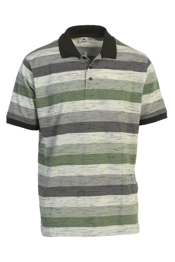 Mens Club Stripe Polo Shirt - Short Sleeve, Regular Fit, Yarn Dye