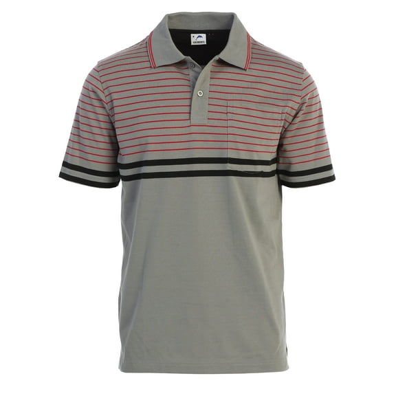 Gioberti Mens Double Striped Contrast Polo Shirt with Pocket - Yarn Dye
