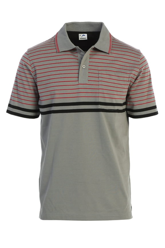 Mens Double Striped Contrast Polo Shirt with Pocket - Yarn Dye