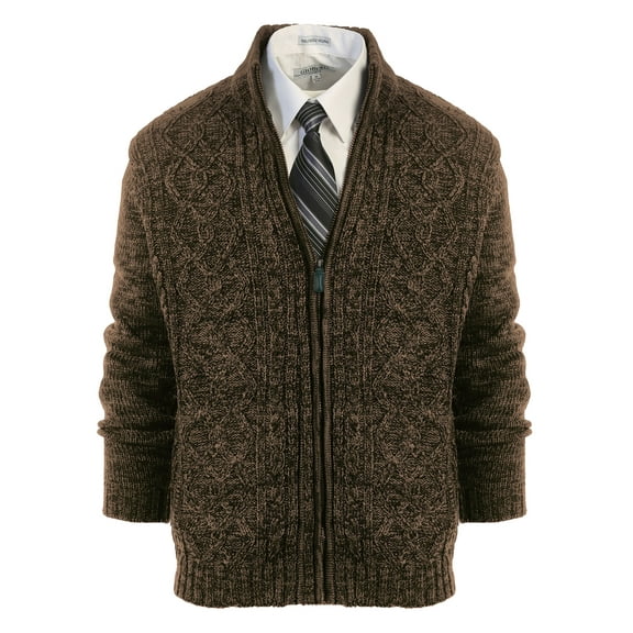 Gioberti Mens Heavy Weight Cardigan Twisted Knit Full-Zipper Sweater