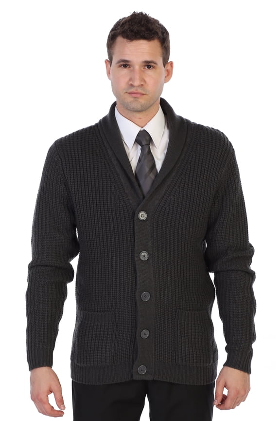 Mens Heavy Weight Shawl Collar Knitted Regular Fit Cardigan