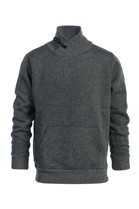 Mens Knitted Turtleneck Collar Pullover Sweater with Soft Brushed Flannel Lining