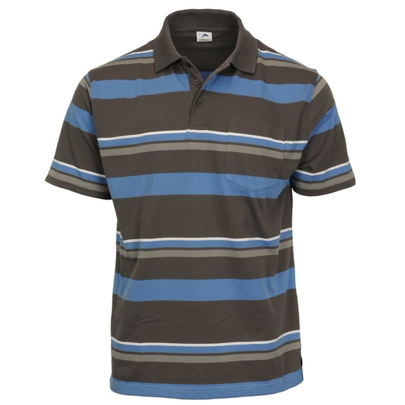 Gioberti Mens Multiple Stripe Polo Shirt With Pocket - Short Sleeve Yarn Dye