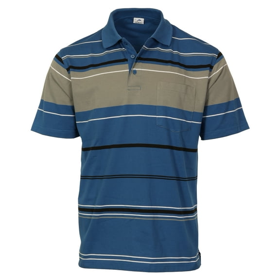 Gioberti Mens Multiple Stripe Polo Shirt With Pocket - Short Sleeve Yarn Dye
