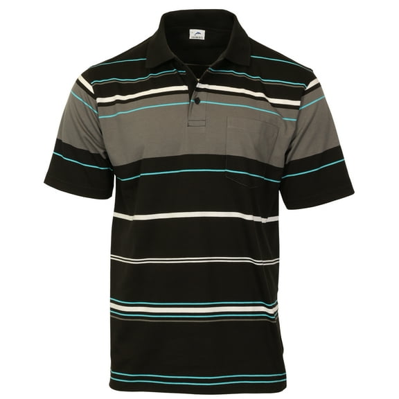 Gioberti Mens Multiple Stripe Polo Shirt With Pocket - Short Sleeve Yarn Dye