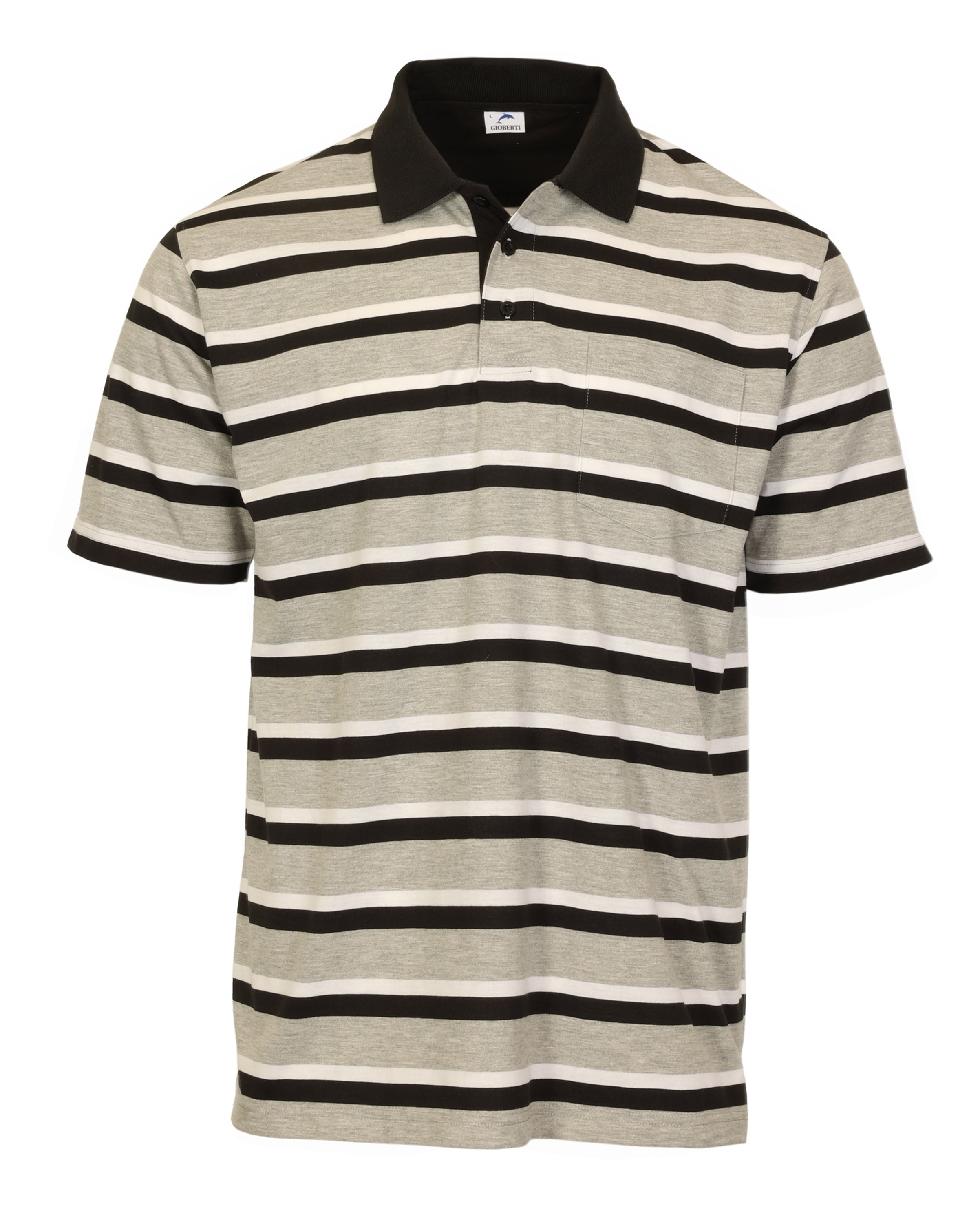 Gioberti Mens Regular Fit Stripe Short Sleeve Polo w/ Pocket - Walmart.com