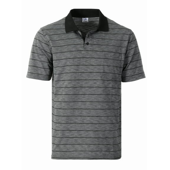 Gioberti Mens Regular Fit Yarn Dye Striped Short Sleeve Polo Shirt with Pocket