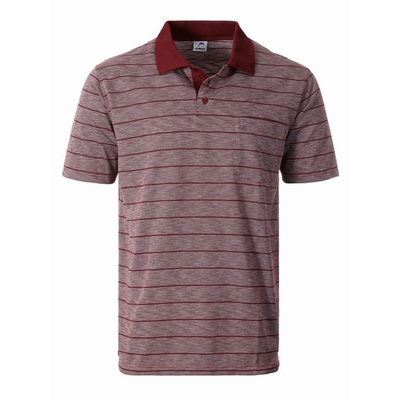 Gioberti Mens Regular Fit Yarn Dye Striped Short Sleeve Polo Shirt with Pocket
