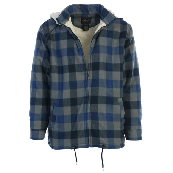 Gioberti Mens Sherpa Lined Flannel Jacket with Removable Hood