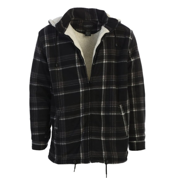 Gioberti Mens Sherpa Lined Flannel Jacket with Removable Hood