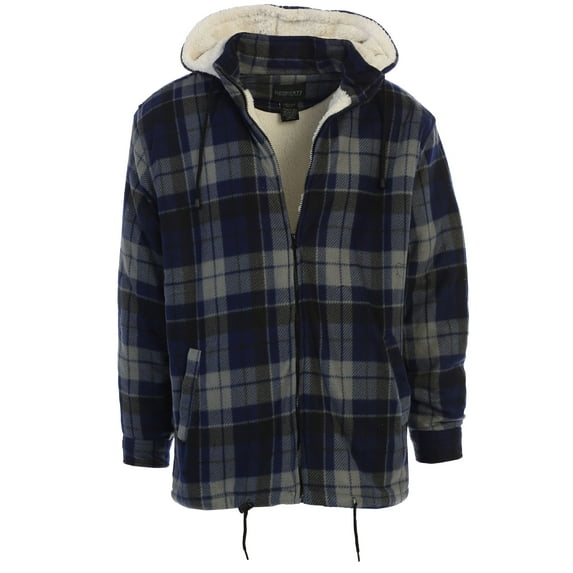 Gioberti Mens Sherpa Lined Flannel Jacket with Removable Hood