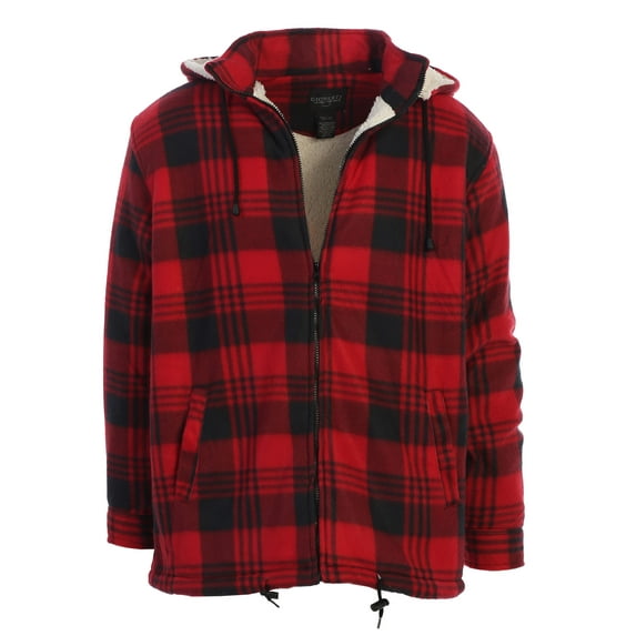 Gioberti Mens Sherpa Lined Flannel Jacket with Removable Hood