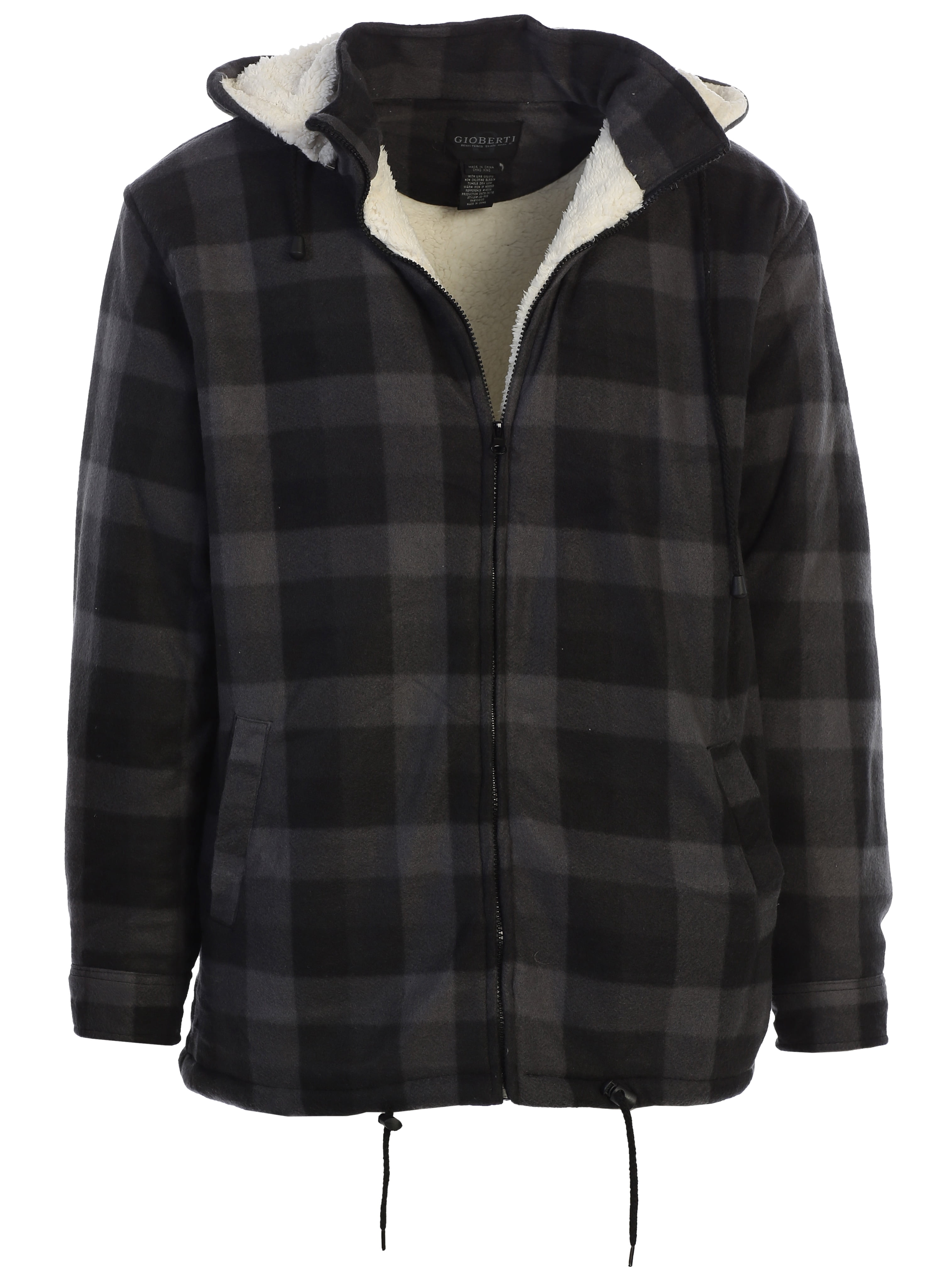 Gioberti Mens Sherpa Lined Flannel Jacket with Removable Hood