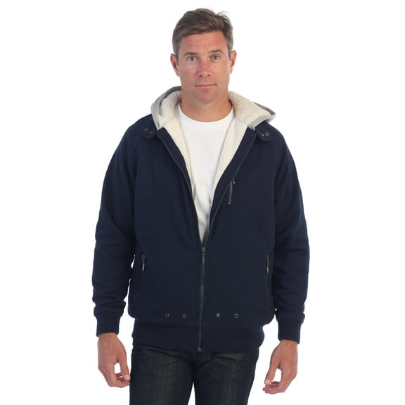Gioberti Mens Sherpa Lined Full Zip Fleece Contrast Hoodie Jacket