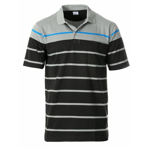 Gioberti Mens Single Stripe Polo Shirt with Pocket