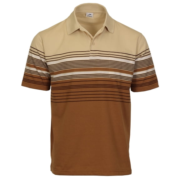 Gioberti Mens Striped Polo Shirt with Pocket - Yarn Dye