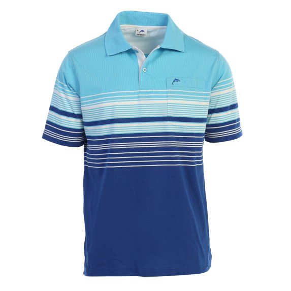 Gioberti Mens Striped Polo Shirt with Pocket - Yarn Dye