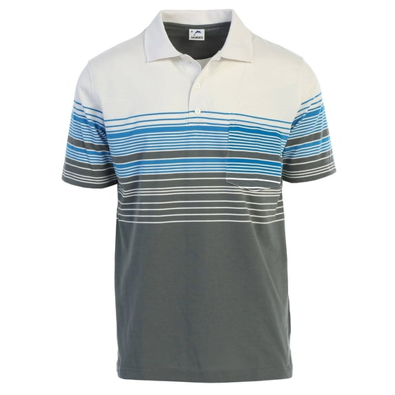 Gioberti Mens Striped Polo Shirt with Pocket - Yarn Dye