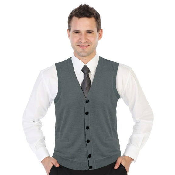 Gioberti Mens V-Neck Button Down Knitted Cardigan Vest