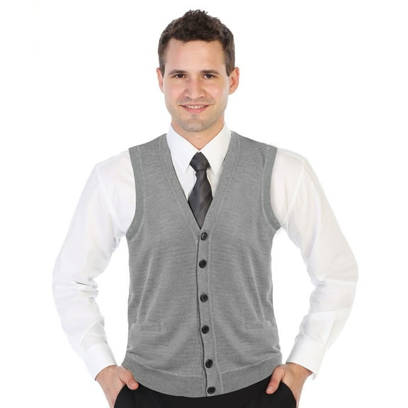 Gioberti Mens V-Neck Button Down Knitted Cardigan Vest