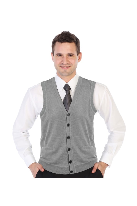 Mens V-Neck Button Down Knitted Cardigan Vest