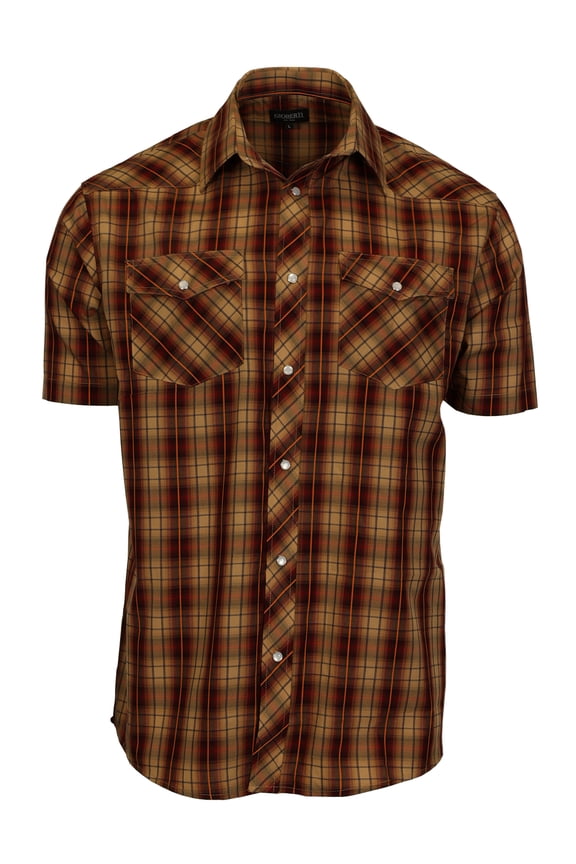 Mens Western Cowboy Short Sleeve Shirt with Snap Buttons