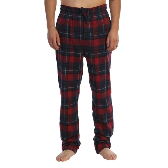 Gioberti Mens Yarn-Dye Brushed Flannel Pajama Pants, Elastic Waist
