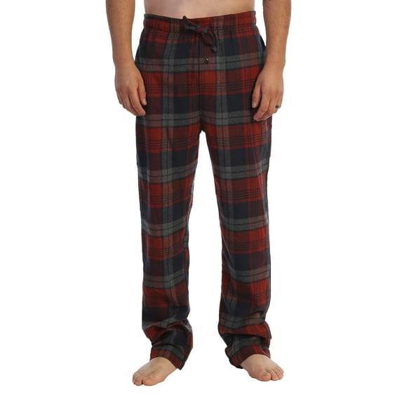 Gioberti Mens Yarn-Dye Brushed Flannel Pajama Pants, Elastic Waist