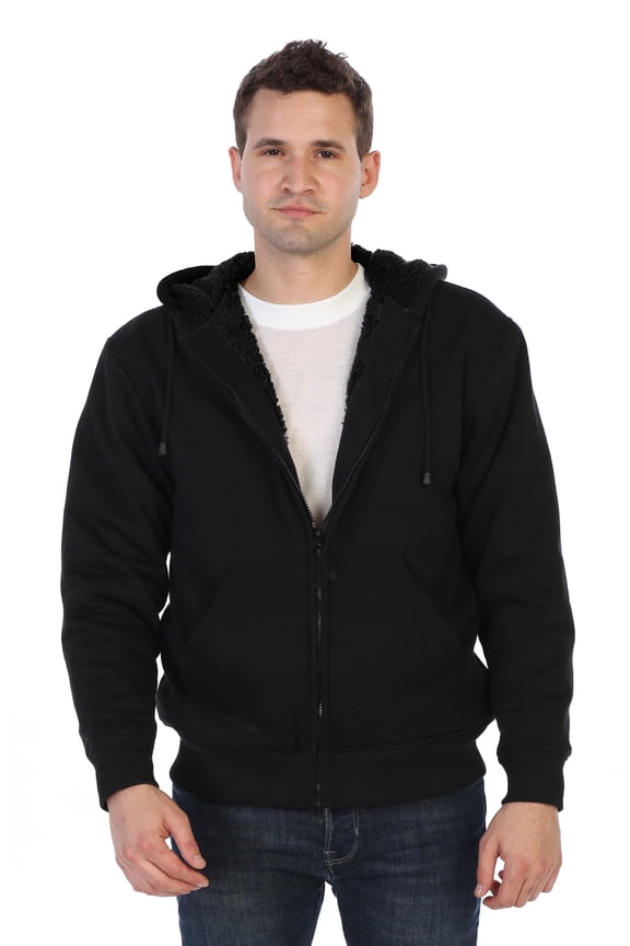 Men's Soft Heavyweight Sherpa Lined Fleece Hoodie Jacket