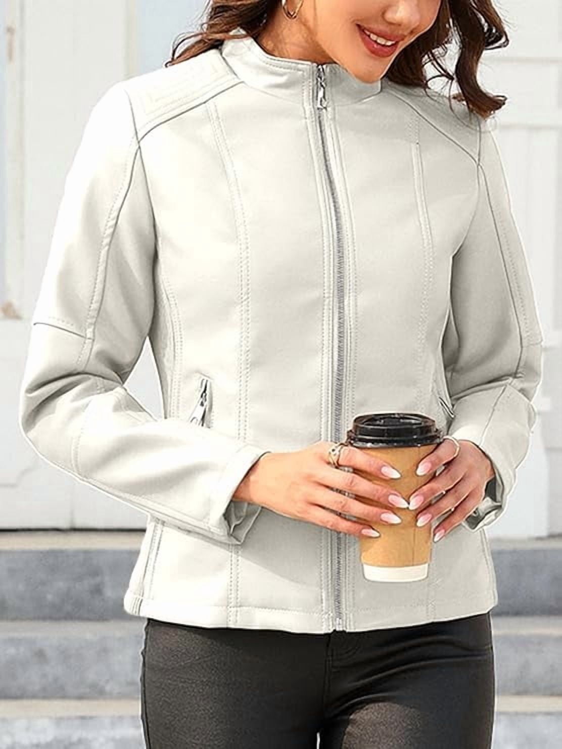 Giolshon Faux Leather Jackets for Women Moto Water Resistant Coat