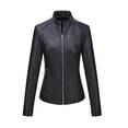 thumbnail image 1 of Giolshon Women Faux Leather Jacket Short Slim Moto Coat for Spring Fall PU Outerwear XXL, 1 of 6