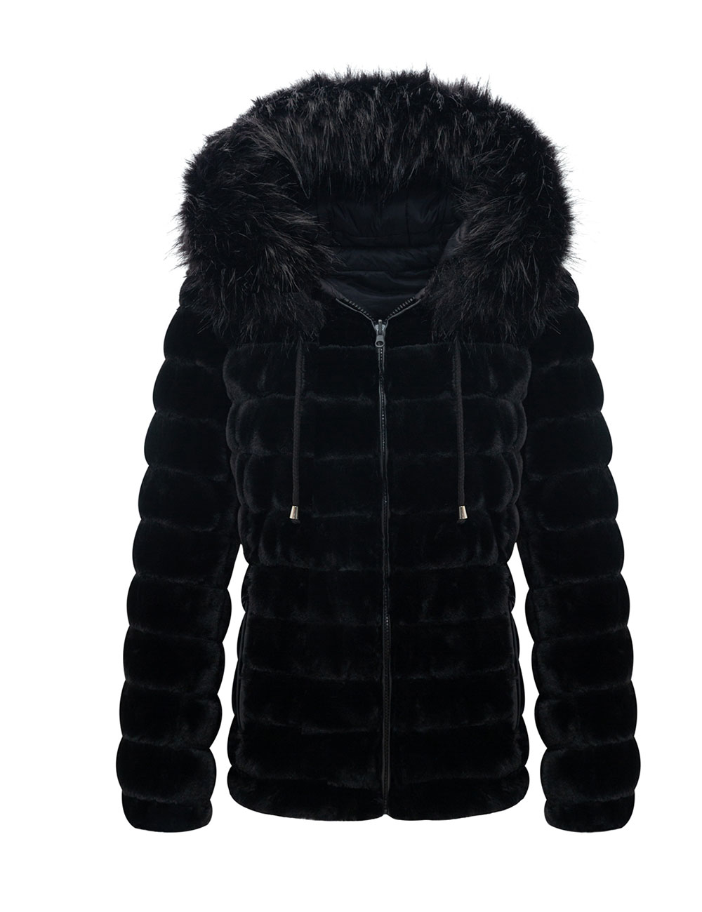 Giolshon Women's Double Sided Puffer Coats Faux Fur Jacket with Fur Collar Fall and Winter - image 1 of 6