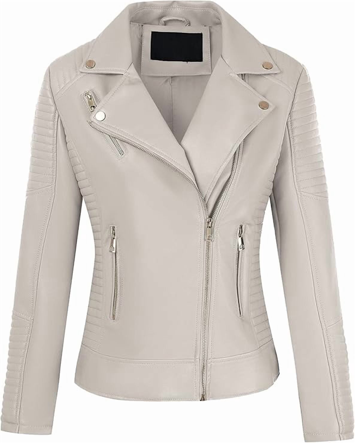 Giolshon Women's Faux Leather Jacket Moto Water Resistant Coat