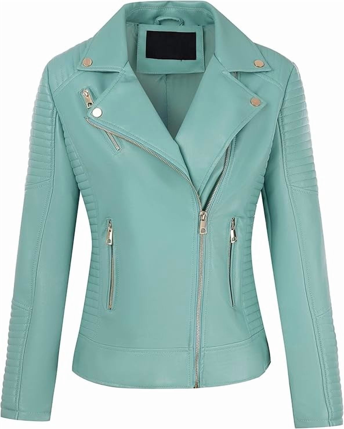 Giolshon Women's Faux Leather Jacket Moto Water Resistant Coat