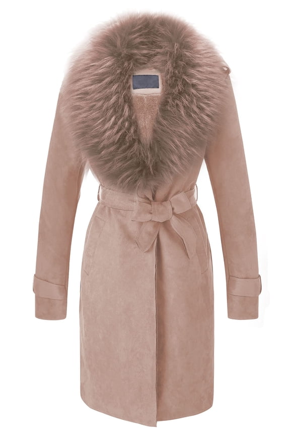 Women's Faux Suede Leather Jackets Outwear Fleece Lined Coat Leather