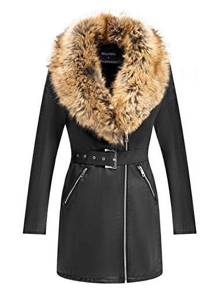 Giolshon Women's Faux Suede Leather Long Jacket Wonderfully Parka Coat with Faux Fur Collar 5XL - image 1 of 3