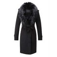 thumbnail image 1 of Giolshon Women's Faux Suede Long Jacket Lapel Outwear Trench Coat Cardigan with Detachable Faux Fur Collar XXL, 1 of 7