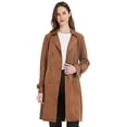 thumbnail image 1 of Giolshon Women's Faux Suede Trench Coat Classic Long Double Breasted Overcoat Belted Lapel Jacket Spring and Fall, 1 of 6