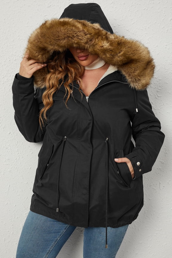 Women's Plus Size 3 in 1 Winter Jacket Faux Fur Lined Thicken Parka Coat Warm Military Style Casual Outerwear with Zip Remove Inner