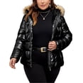 thumbnail image 1 of Giolshon Women's Plus Size Winter Warm Thickened Padded Hooded Puffer Bubble Coat Outerwear, 1 of 3