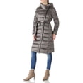thumbnail image 1 of Giolshon Women's Puffer Jacket Lightweight Quilted Hooded Long Down Alternative Coat with Belt, 1 of 4