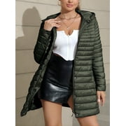 GIOLSHON Women's Puffer Jacket Quilted Lightweight Padding Hood Packable Bubble Coat 7148A DARKGREEN M
